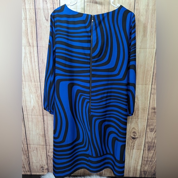 Tahari Arthur S. Levine "Elton" Dress Size 10 Black Cobalt Blue Black Zip Back - Picture 5 of 6